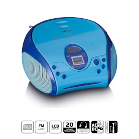 SCD-24BU KIDS Boombox met cd-speler fm-radio en stickers blauw